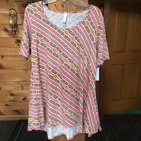 T-shirt Femme Lularoe XL - Imprimé Flèches Blanc Doré, Manches Courtes, Style Boho